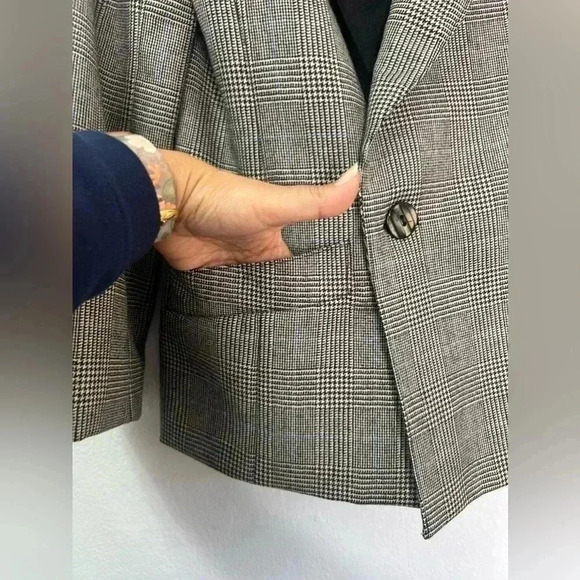 Moda Polska Warszawa Doble Breasted Wool Plaid Blazer Sz 10 - Picture 6 of 14